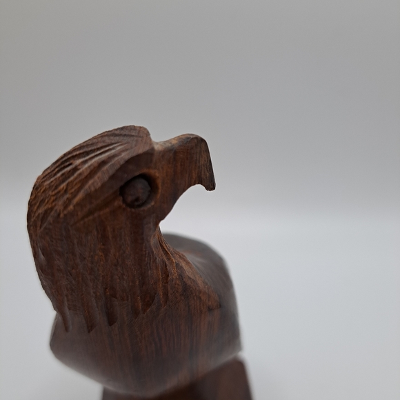 Hardwood Hand Carved Eagle Figurine - Picture 2 of 10